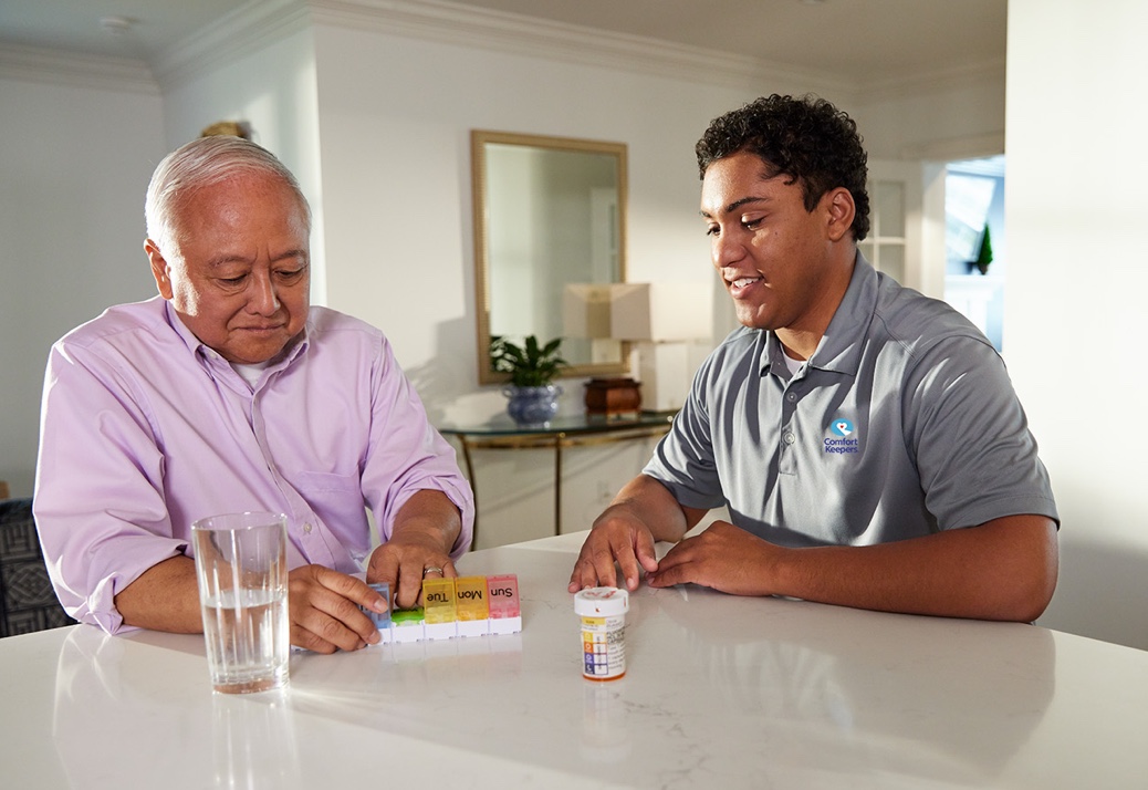 Caregiver helping with Medication